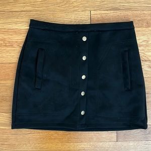 Black suede skirt with gold button. Size small